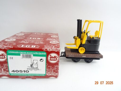 LGB Spur G 40510 Flachwagen mit gelben Gabelstapler in OVP siehe Foto PK82