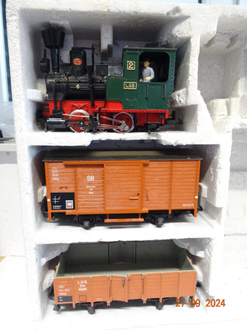 LGB Spur G Güterzug 3tlg. mit Dampflok und 2 Wagen in OVP LE6252 – Bild 3
