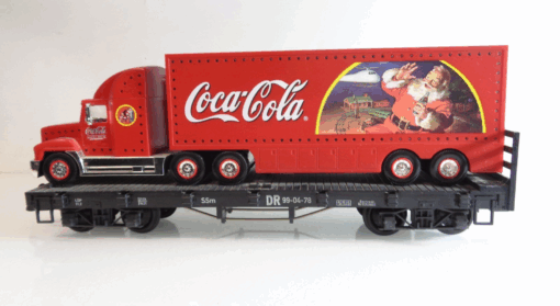 Lehmann G Flachwagen mit Coca Cola LKW der DR BH664 o.