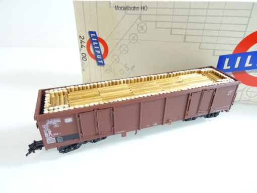 Liliput H0 244 00 gedeckter Güterwagen mit Ladung Holz in OVP PR922