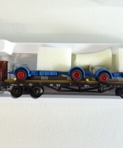 Märklin H0 00691-5 Flachwagen mit zwei LKW Untergestelle der DB in OVP PR8404