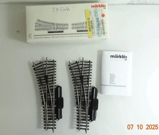 Märklin H0 2262 K-Gleis Weiche links mit Antrieb siehe Foto in OVP PK1297