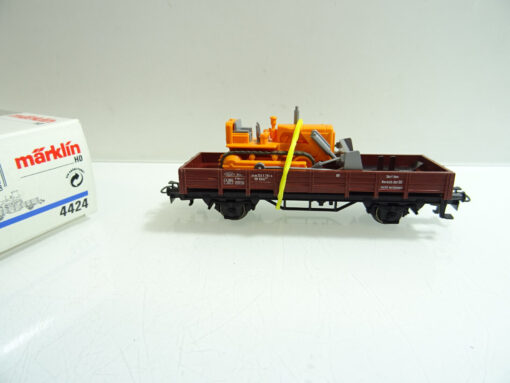 Märklin H0 4424 Niederbordwagen der DB mit Planierraupe in OVP AR6884