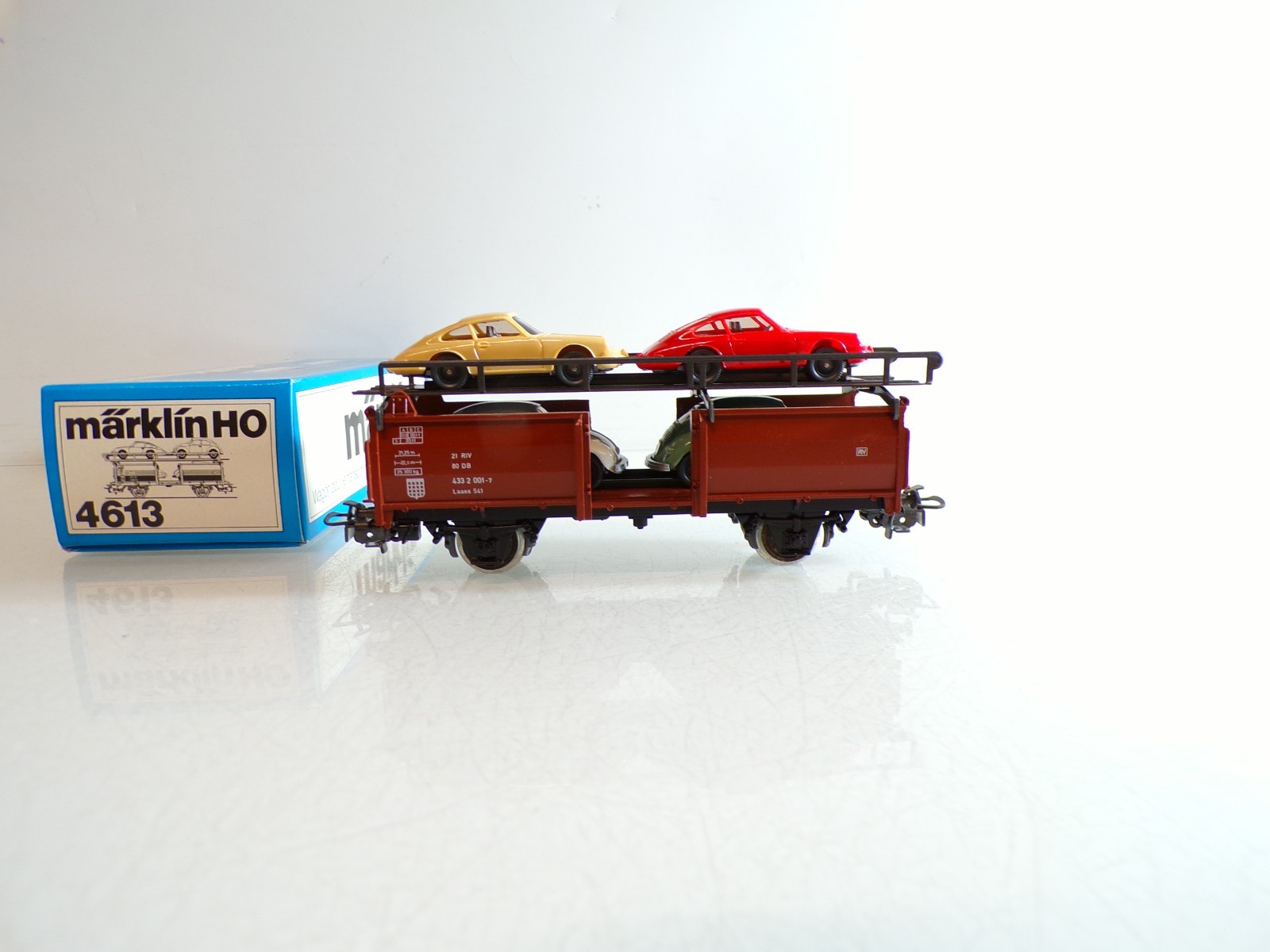 Märklin H0 4613 Autotransportwagen mit 4 PKW´s der DB in OVP BH1483 – Bild 3