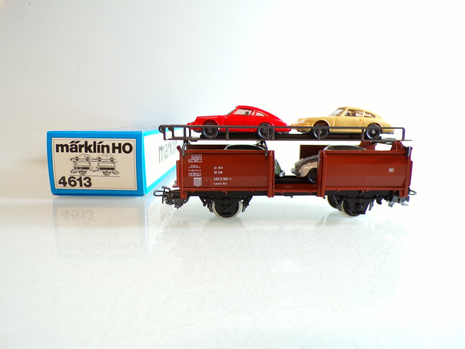 Märklin H0 4613 Autotransportwagen mit 4 PKW´s der DB in OVP BH1483