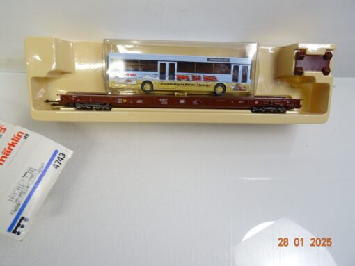Märklin H0 4743 Niederflurwagen mit Bus der DB in OVP PR5536