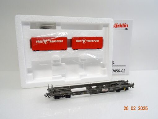 Märklin H0 47456-02 Taschenwagen HUPAC mit BDF Wechselbrücken in OVP LE8985