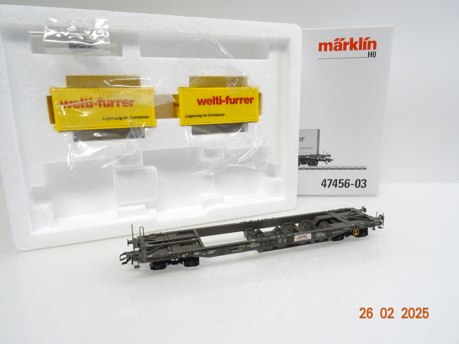 Märklin H0 47456-03 Taschenwagen HUPAC mit 20`Containern in OVP LE8984