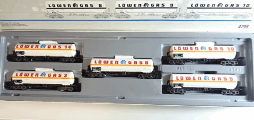 Märklin H0 4798Kesselwagen-Set Löwengas 5 tlg. der DB in OVP PR9205 – Bild 3