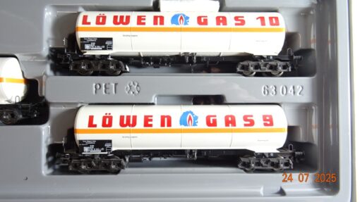 Märklin H0 4798Kesselwagen-Set Löwengas 5 tlg. der DB in OVP PR9205 – Bild 6