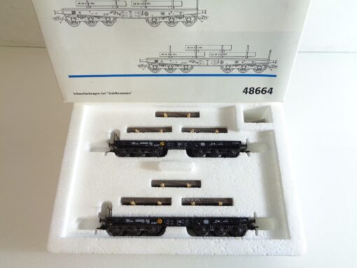 Märklin H0 48664 Schwerlastwagen-Set Stahlbrammen der DB in OVP BH661