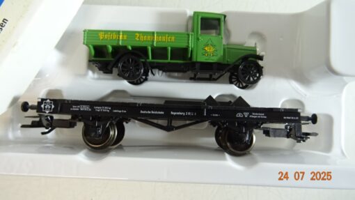 Märklin H0 94061 Flachwagen mit LKW Postbräu Thannhausen der DR in OVP PR9195 – Bild 3