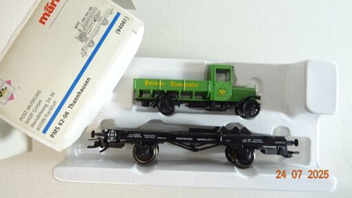 Märklin H0 94061 Flachwagen mit LKW Postbräu Thannhausen der DR in OVP PR9195