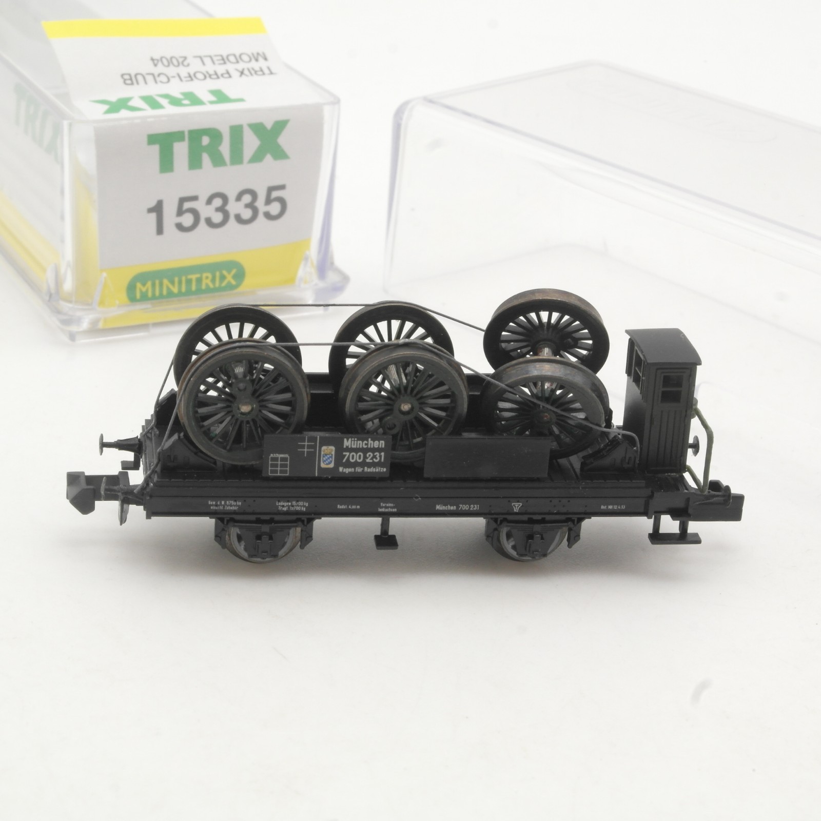 Minitrix N 15335 Flachwagen mit Radsatzladung in OVP RR5347 – Bild 3