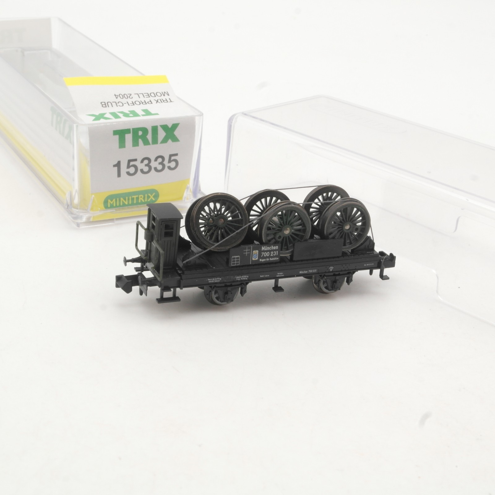 Minitrix N 15335 Flachwagen mit Radsatzladung in OVP RR5347