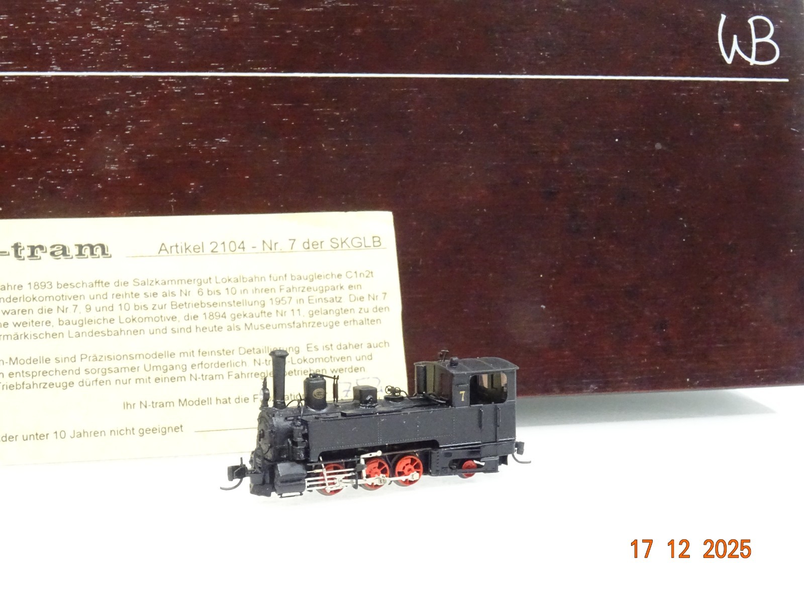 N-tram Spur Nm 2104 Kleinserie Dampflok Reihe U in OVP Holzbox JL5183
