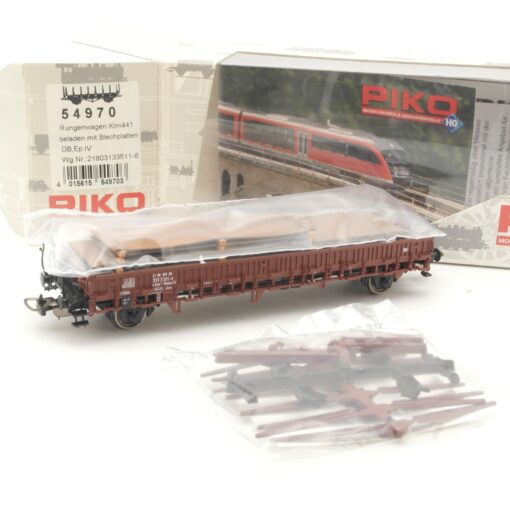 Piko H0 54970 Rungenwagen Kim441 beladen mit Blechplatten der DB in OVP RR397