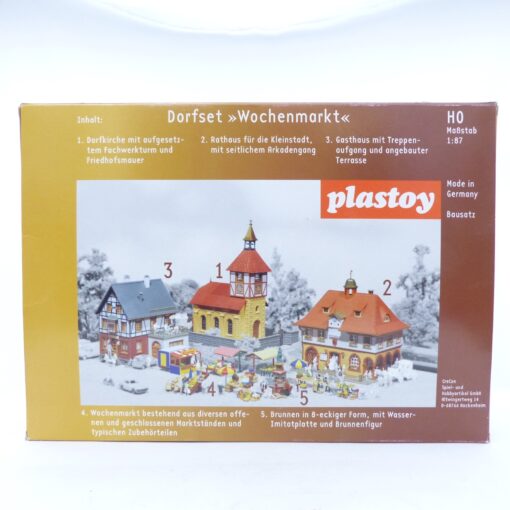 Plastoy H0 Bausatz Set 5 Gebäudesätze Dorfset Wochenmarkt in OVP EX6814 – Bild 3