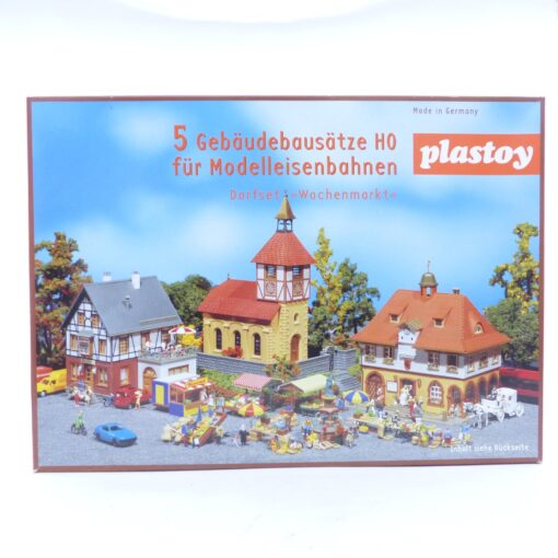 Plastoy H0 Bausatz Set 5 Gebäudesätze Dorfset Wochenmarkt in OVP EX6814