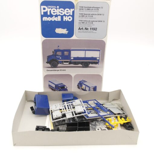Preiser H0 Bausatz 1192 MB LA 1113 B. Gerätewagen 72 GKW THW in OVP RR1598