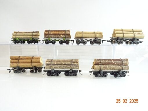 Rivarossi H0 Rundholzloren 7 Stück mit Rundholzladung PR6247 o.