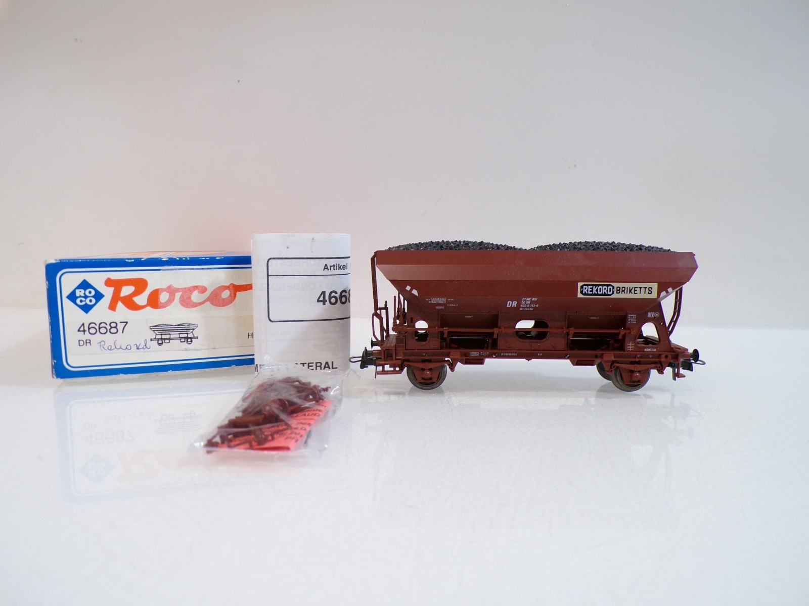 Roco H0 46687 AC Seitenentladewagen Rekord Briketts d DR in OVP f Märklin BH1709