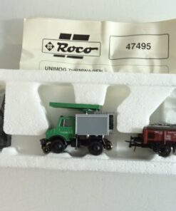 Roco H0 47495 Niederbordwagen mit Minibagger und Zweiwege Unimog in OVP PR8746