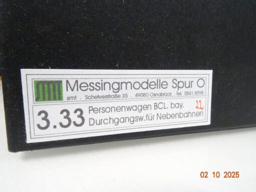 SMT Spur 0 3.33 Personenwagen BCL der K.Bay.Sts.B. Messingmodell in OVP JL3325 – Bild 5