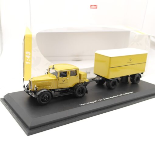 Schuco 1:43 006257 Hanomag ST 100 Zugmaschine mit Anhänger Post in OVP RR2283