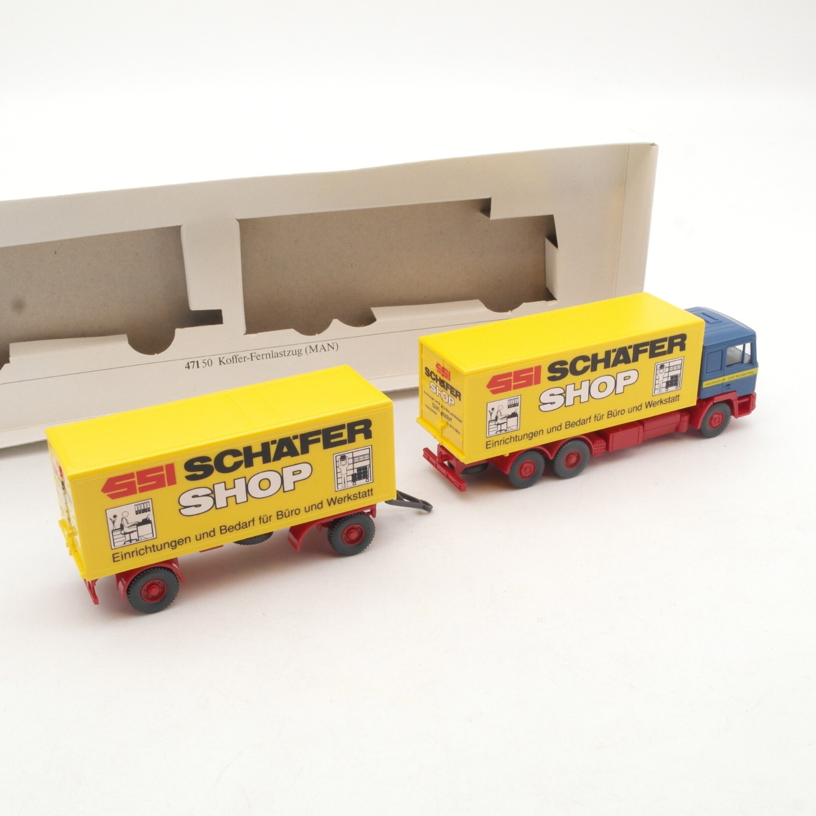 Wiking 1:87 47150 MAN Koffer-Fernlastzug SSI Schäfer Shop in OVP RA7678 – Bild 3