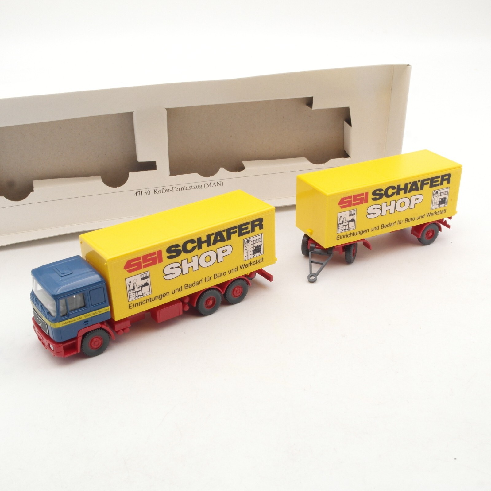 Wiking 1:87 47150 MAN Koffer-Fernlastzug SSI Schäfer Shop in OVP RA7678