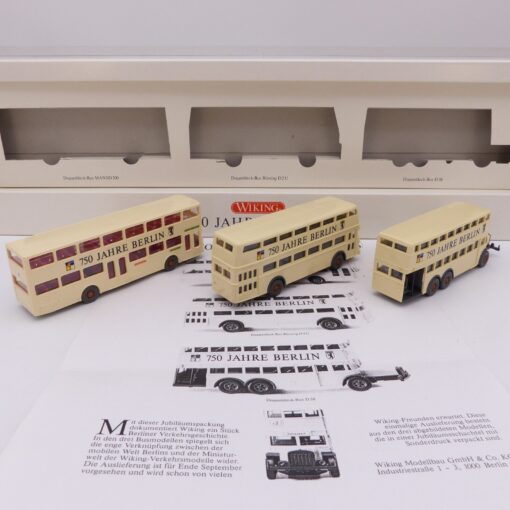 Wiking 1:87 750 Jahre Berlin 3er-Set Doppeldecker Busse in OVP EX6438 – Bild 3