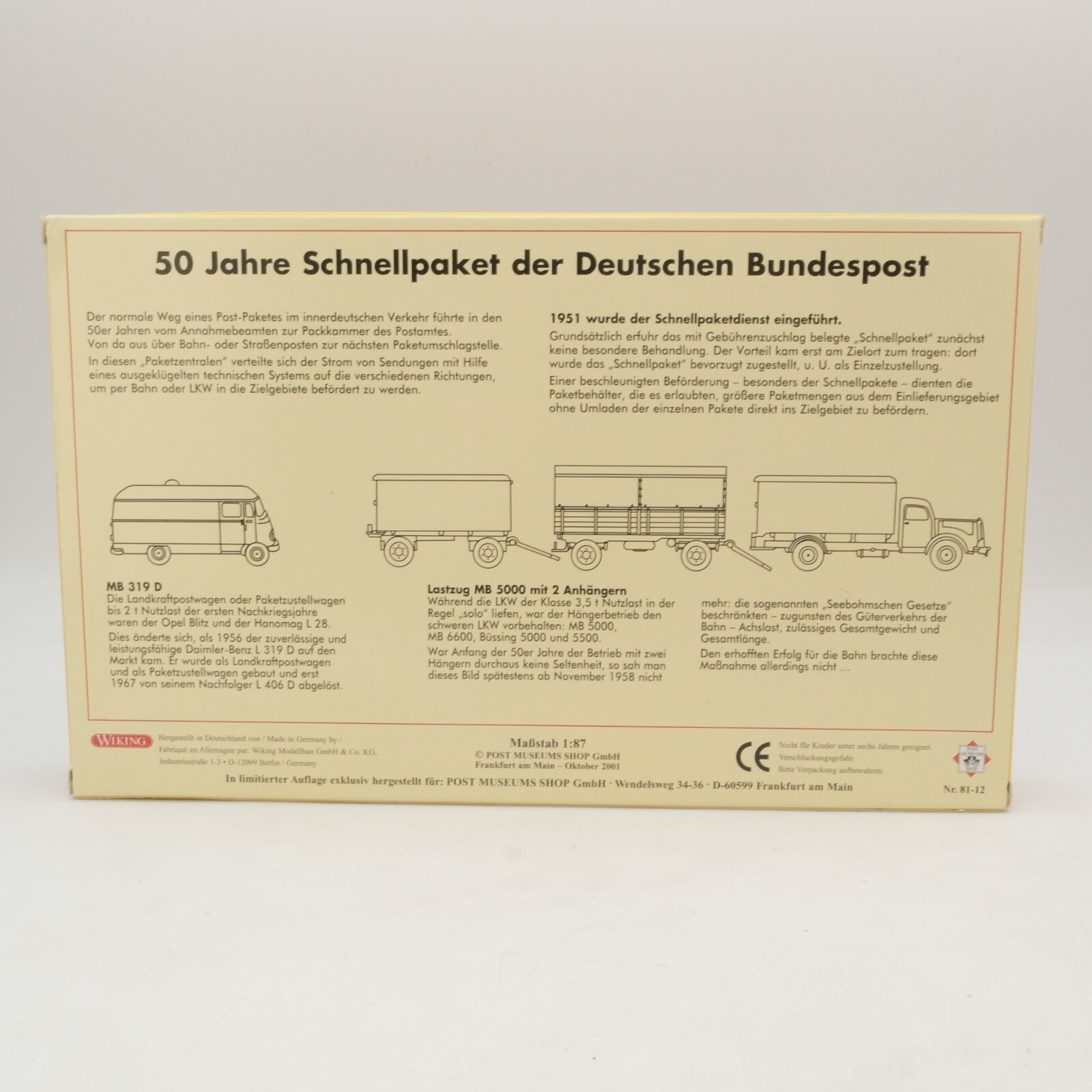 Wiking 1:87 81-12 Höhepunkte der Postgeschichte No2 Schnellpaket in OVP RG8905 – Bild 4